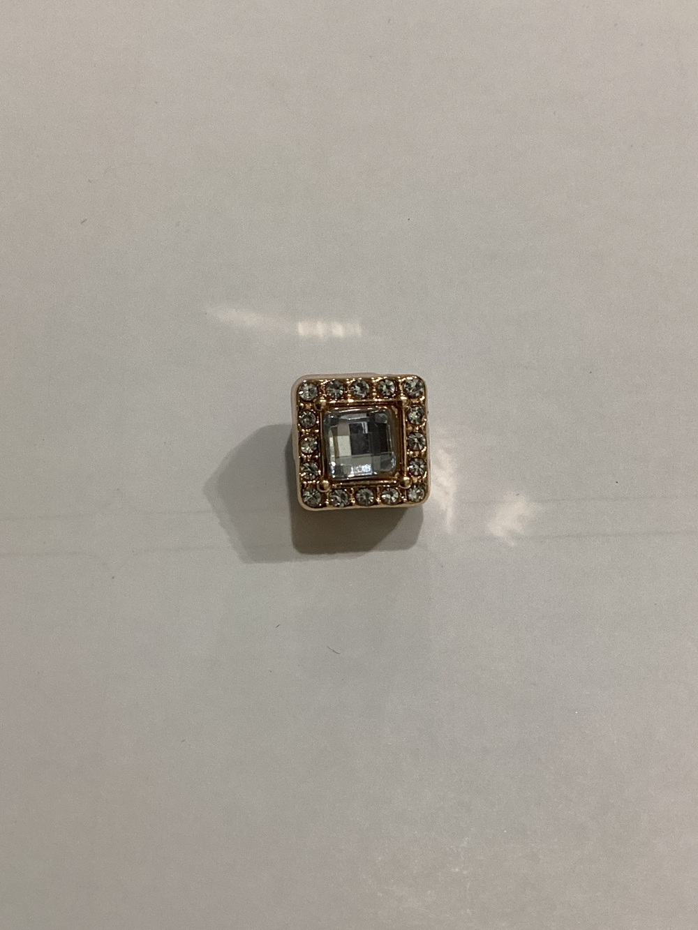 Gold-Tone Square Crystal Stud Earring - Clear‎